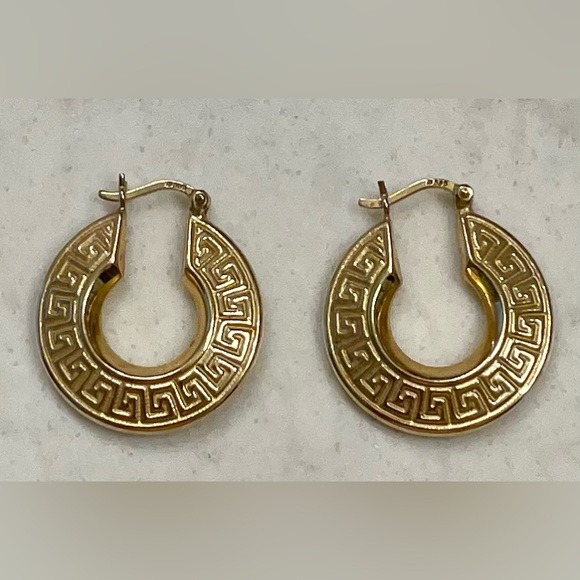 Solid 14K (585) Greek Key Earrings